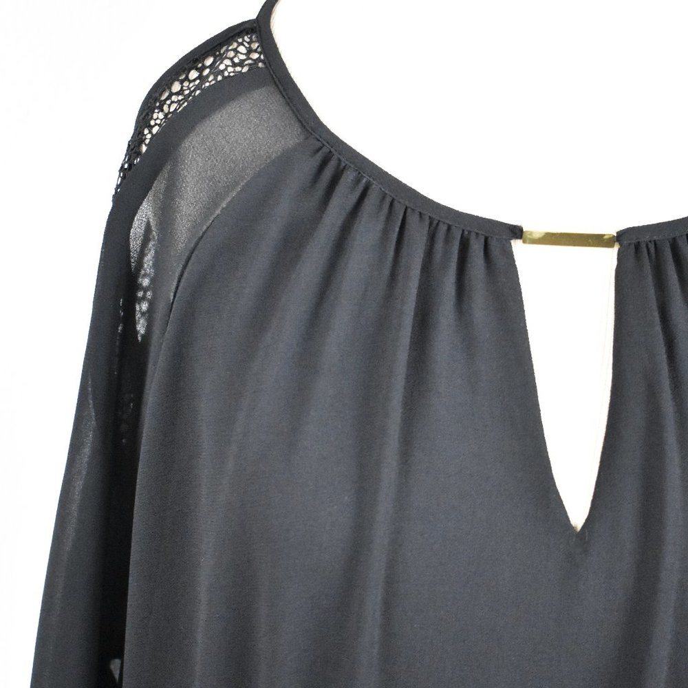 Calvin Klein Black chiffon dress cold shou… - Picture 3 of 9